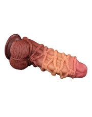 LoveToy - Consolador XXL Extreme con motivo de cuerda - Longitud 24 cm - Marrón/Tono piel claro - Erotiekvoordeel.nl