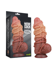 LoveToy - Consolador XXL Extreme con motivo de cuerda - Longitud 24 cm - Marrón/Tono piel claro - Erotiekvoordeel.nl