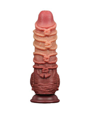 LoveToy - XXL Extreme Dildo met Touw Motief - Lengte 24 cm - Bruin/Lichte Huidskleur-Erotiekvoordeel.nl
