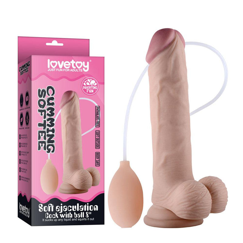 LoveToy - Zachte Spuitende Dildo - Met Squirt Functie - 23 cm - Lichte Huidskleur-Erotiekvoordeel.nl