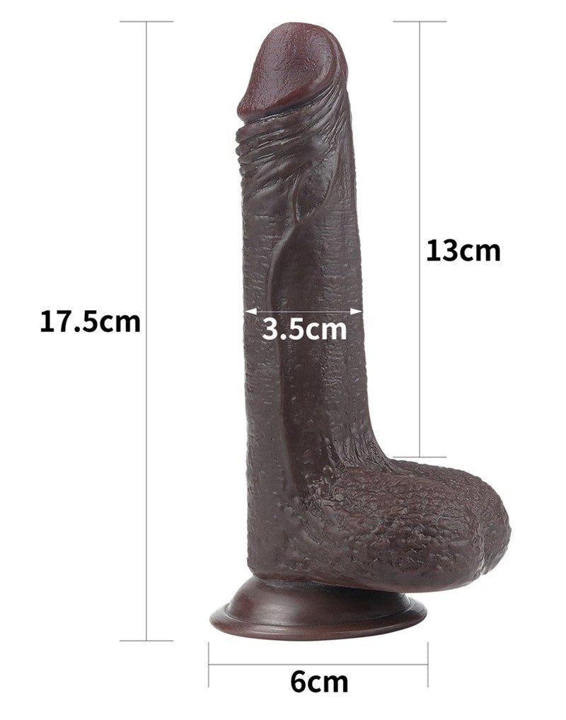 LoveToy - Dildo Met Sliding Skin Technologie - 17.5 x 3.5 cm - Bruin-Erotiekvoordeel.nl