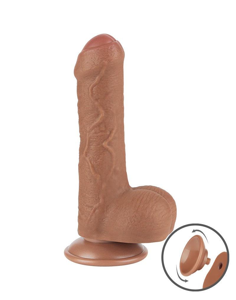 LoveToy - Dildo Met Sliding Skin Technologie - 18.3 x 3.5 cm - Verwijderbare Zuignap - Medium Huidskleur-Erotiekvoordeel.nl