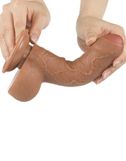 LoveToy - Dildo Met Sliding Skin Technologie - 18.3 x 3.5 cm - Verwijderbare Zuignap - Medium Huidskleur-Erotiekvoordeel.nl