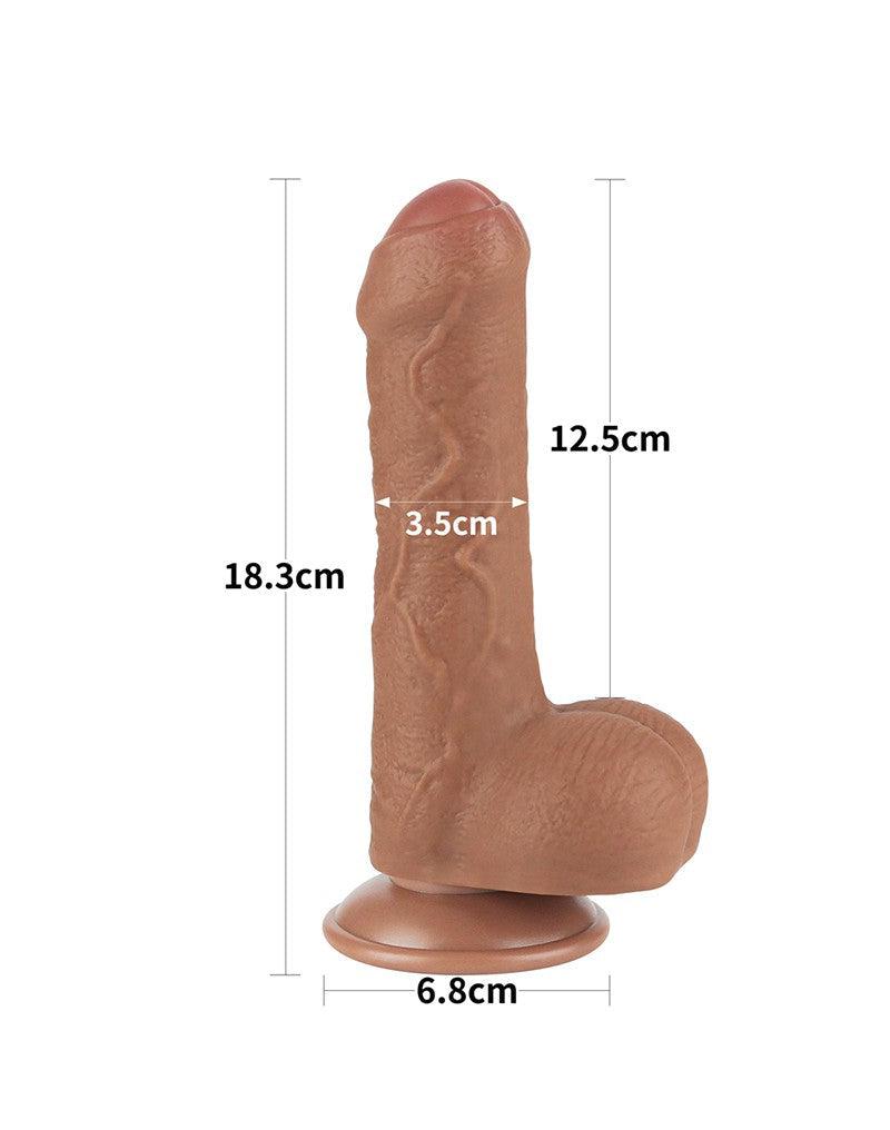 LoveToy - Dildo Met Sliding Skin Technologie - 18.3 x 3.5 cm - Verwijderbare Zuignap - Medium Huidskleur-Erotiekvoordeel.nl