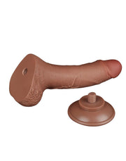 LoveToy - Dildo Met Sliding Skin Technologie - 19.5 x 3.5 cm - Verwijderbare Zuignap - Medium Huidskleur-Erotiekvoordeel.nl
