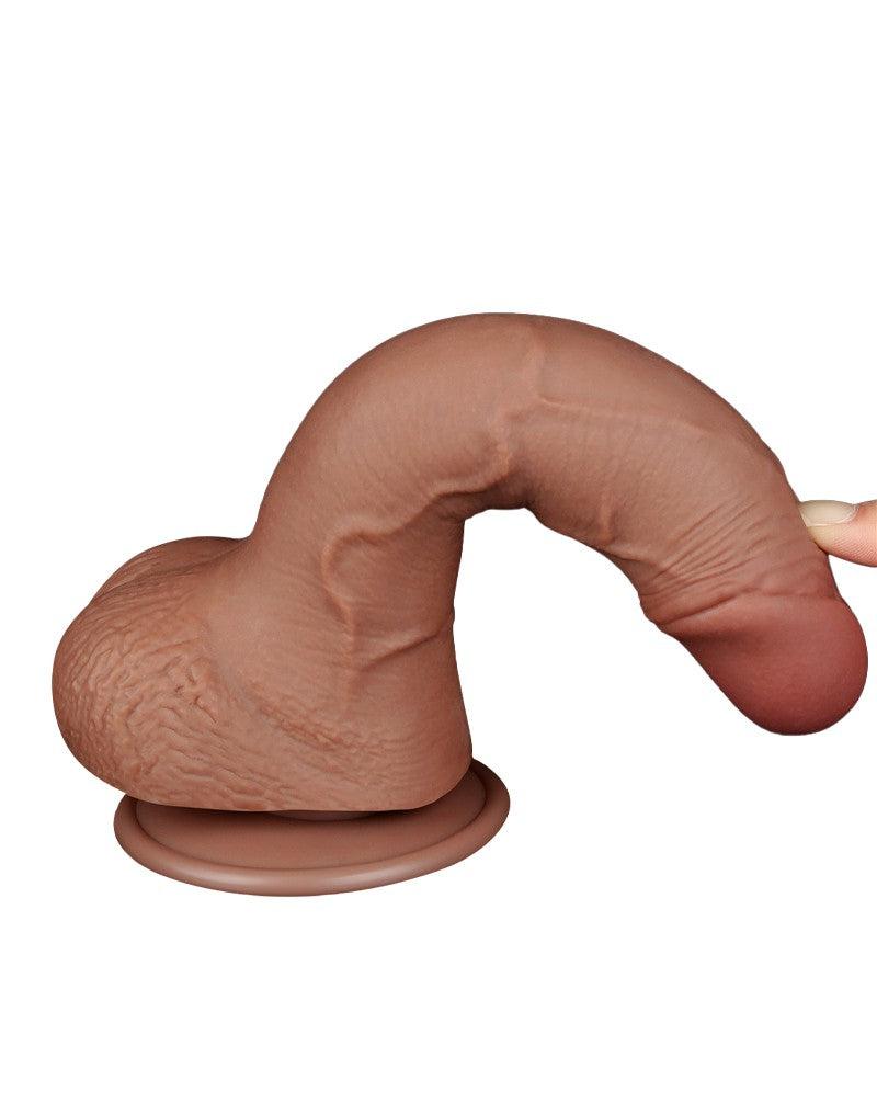 LoveToy - Dildo Met Sliding Skin Technologie - 19.5 x 3.5 cm - Verwijderbare Zuignap - Medium Huidskleur-Erotiekvoordeel.nl