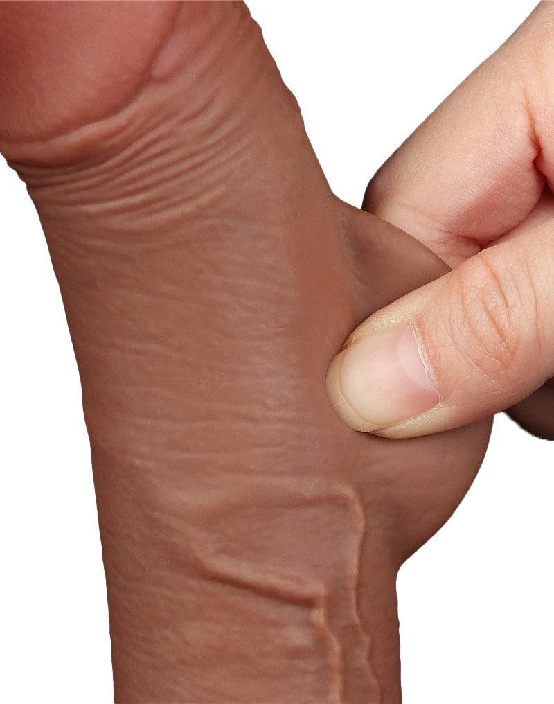 LoveToy - Dildo Met Sliding Skin Technologie - 19.5 x 3.5 cm - Verwijderbare Zuignap - Medium Huidskleur-Erotiekvoordeel.nl