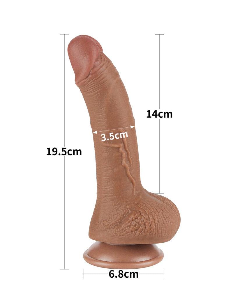 LoveToy - Dildo Met Sliding Skin Technologie - 19.5 x 3.5 cm - Verwijderbare Zuignap - Medium Huidskleur-Erotiekvoordeel.nl