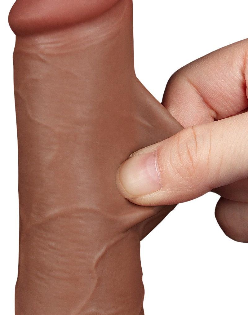 LoveToy - Dildo Met Sliding Skin Technologie - 19.5 x 3.6 cm - Verwijderbare Zuignap - Medium Huidskleur-Erotiekvoordeel.nl