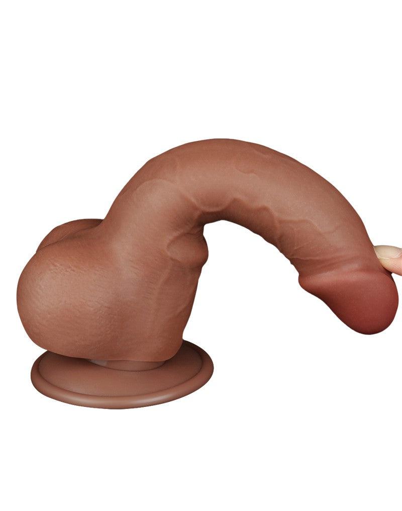 LoveToy - Dildo Met Sliding Skin Technologie - 19.5 x 3.6 cm - Verwijderbare Zuignap - Medium Huidskleur-Erotiekvoordeel.nl