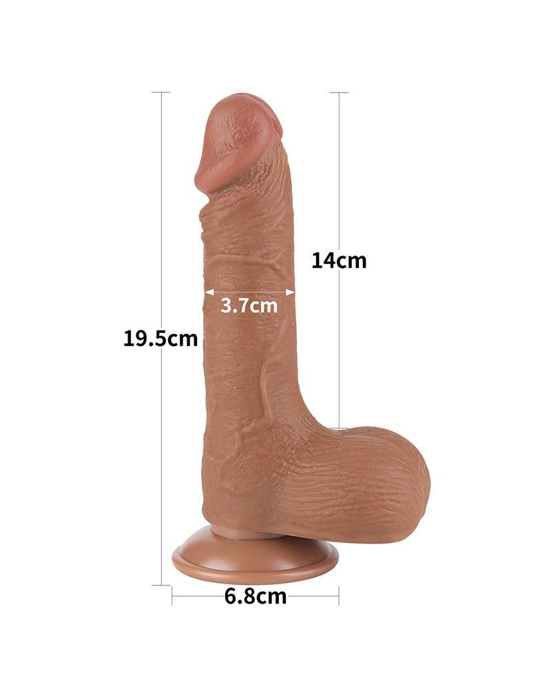 LoveToy - Dildo Met Sliding Skin Technologie - 19.5 x 3.7 cm - Verwijderbare Zuignap - Medium Huidskleur-Erotiekvoordeel.nl