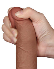 LoveToy - Dildo Met Sliding Skin Technologie - 19.5 x 3.7 cm - Verwijderbare Zuignap - Medium Huidskleur-Erotiekvoordeel.nl
