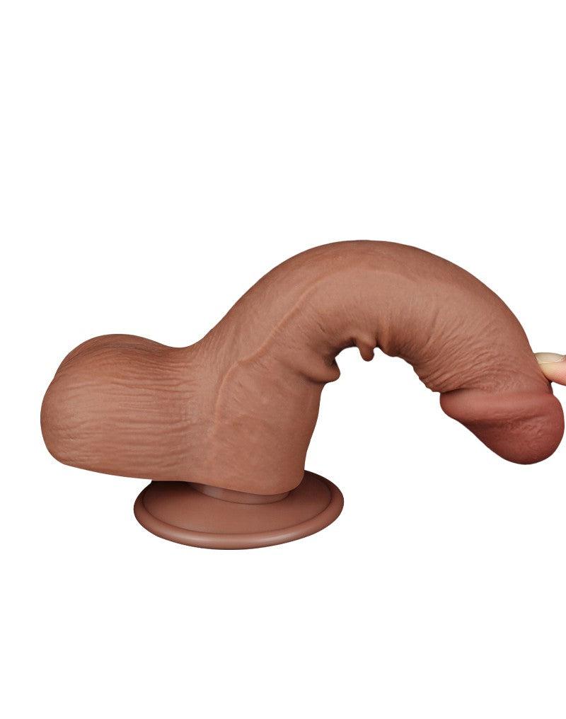 LoveToy - Dildo Met Sliding Skin Technologie - 20 x 3.9 cm - Verwijderbare Zuignap - Medium Huidskleur-Erotiekvoordeel.nl