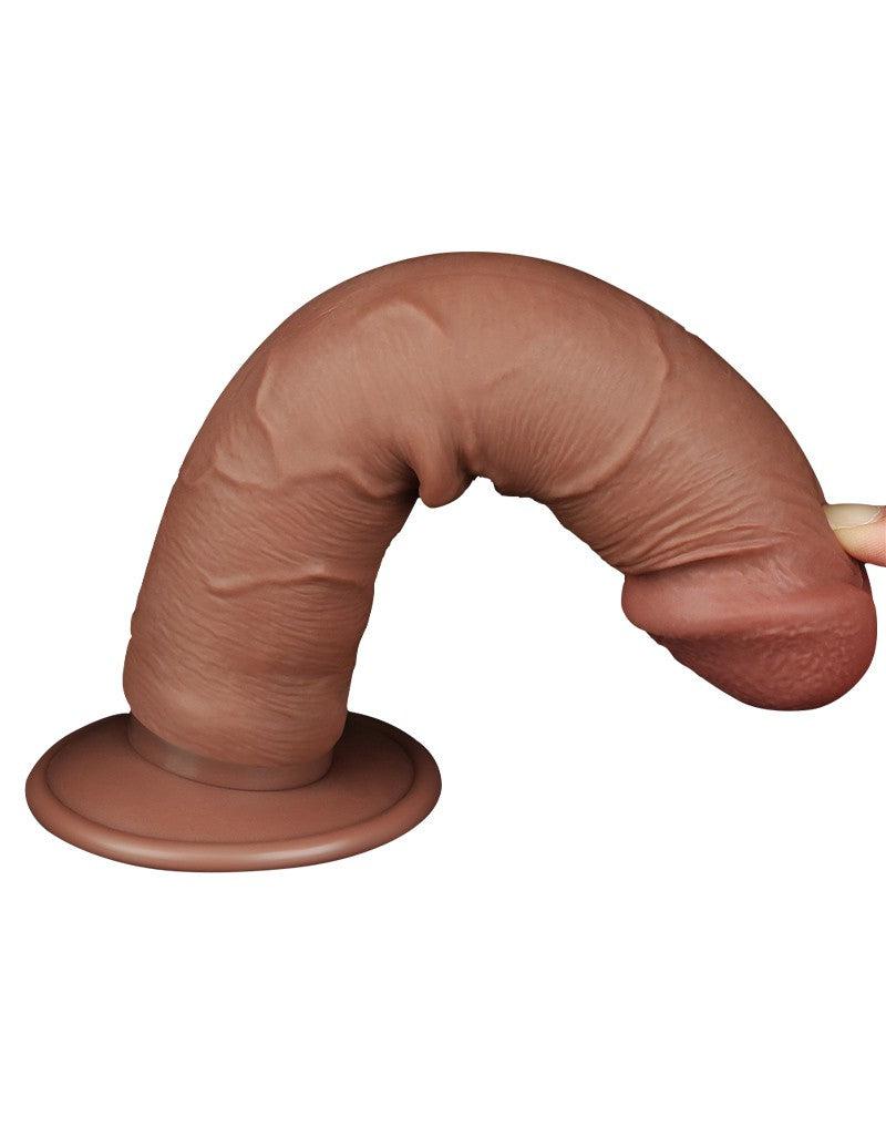 LoveToy - Dildo Met Sliding Skin Technologie - 20.8 x 3.8 cm - Verwijderbare Zuignap - Medium Huidskleur-Erotiekvoordeel.nl