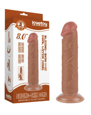 LoveToy - Dildo Met Sliding Skin Technologie - 20.8 x 3.8 cm - Verwijderbare Zuignap - Medium Huidskleur-Erotiekvoordeel.nl