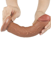 LoveToy - Dildo Met Sliding Skin Technologie - 20.8 x 3.8 cm - Verwijderbare Zuignap - Medium Huidskleur-Erotiekvoordeel.nl