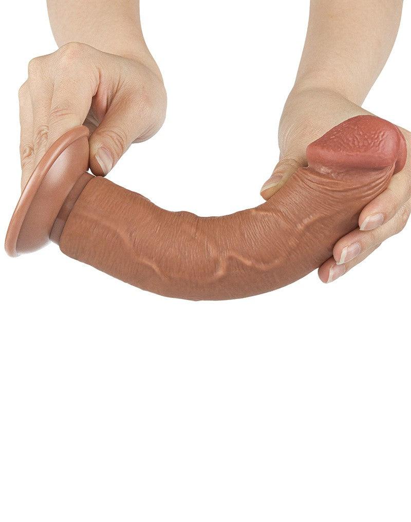LoveToy - Dildo Met Sliding Skin Technologie - 20.8 x 3.8 cm - Verwijderbare Zuignap - Medium Huidskleur-Erotiekvoordeel.nl