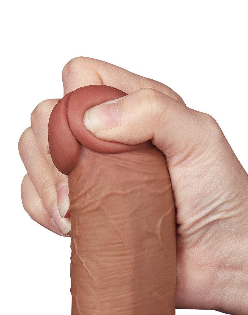 LoveToy - Dildo Met Sliding Skin Technologie - 20.8 x 4 cm - Verwijderbare Zuignap - Medium Huidskleur-Erotiekvoordeel.nl