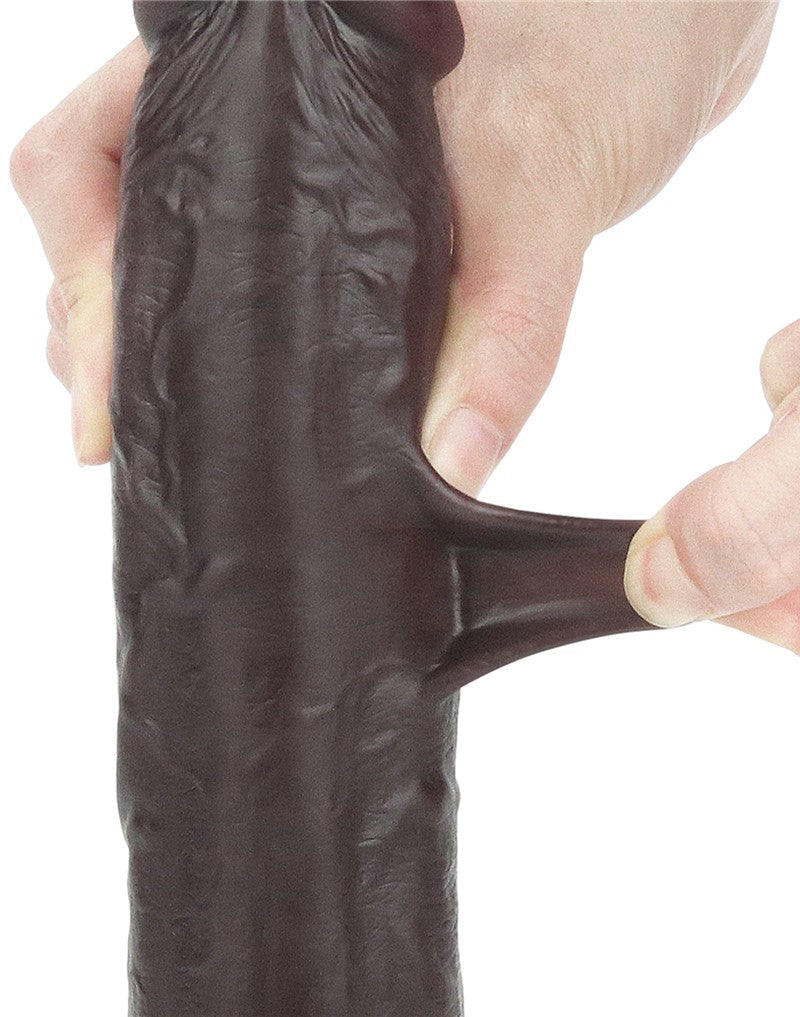 LoveToy - Dildo Met Sliding Skin Technologie - 24 x 4.5 cm - Bruin-Erotiekvoordeel.nl