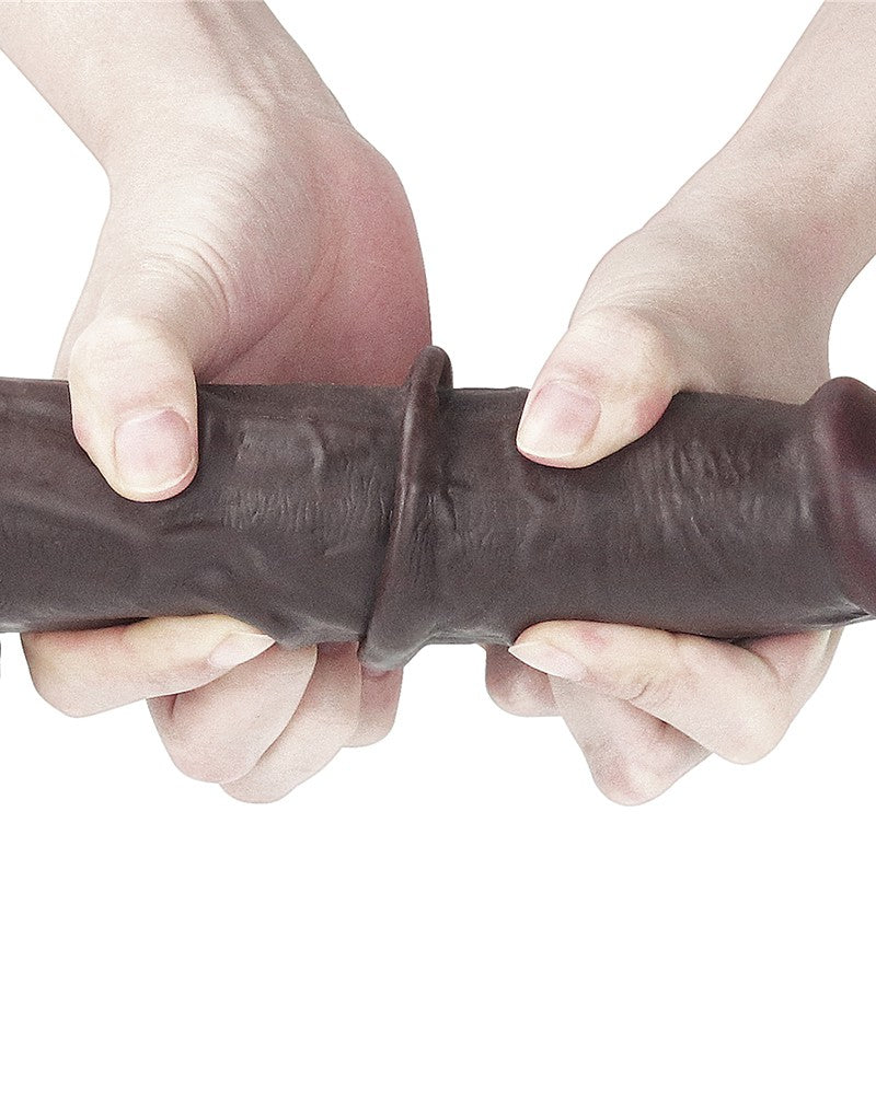 LoveToy - Dildo Met Sliding Skin Technologie - 24 x 4.5 cm - Bruin-Erotiekvoordeel.nl