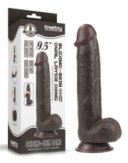 LoveToy - Dildo Met Sliding Skin Technologie - 24 x 4.5 cm - Bruin-Erotiekvoordeel.nl