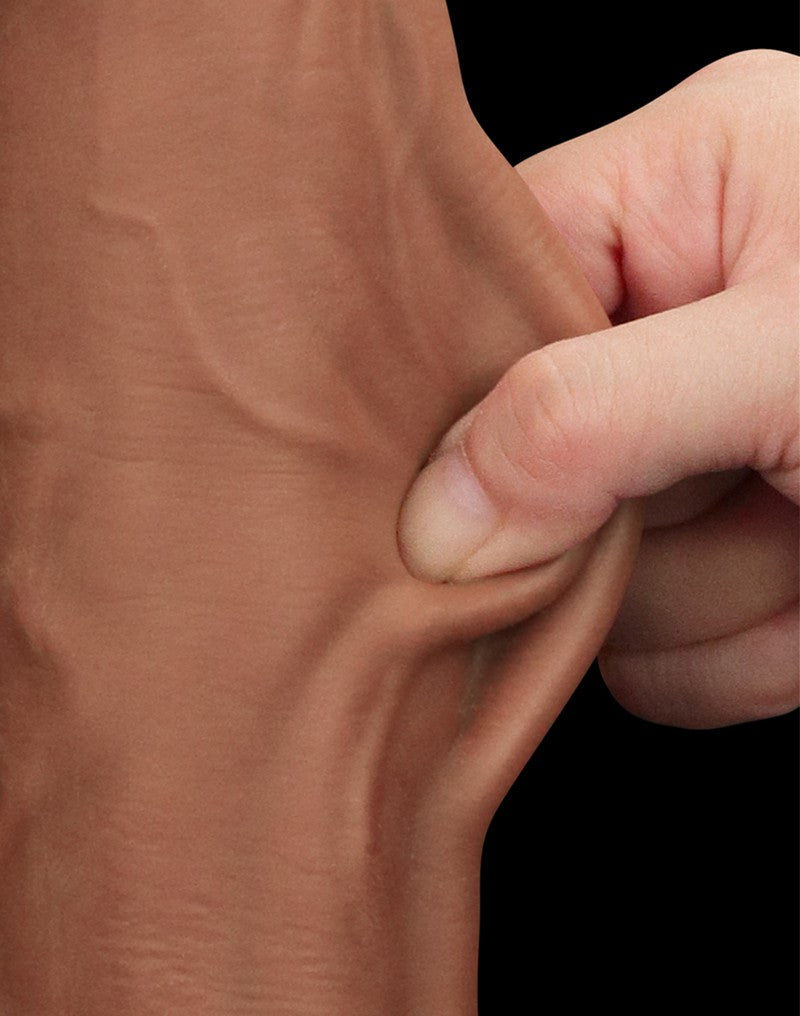 LoveToy - Sliding Skin Dildo - Lengte 29 cm - Bruin-Erotiekvoordeel.nl