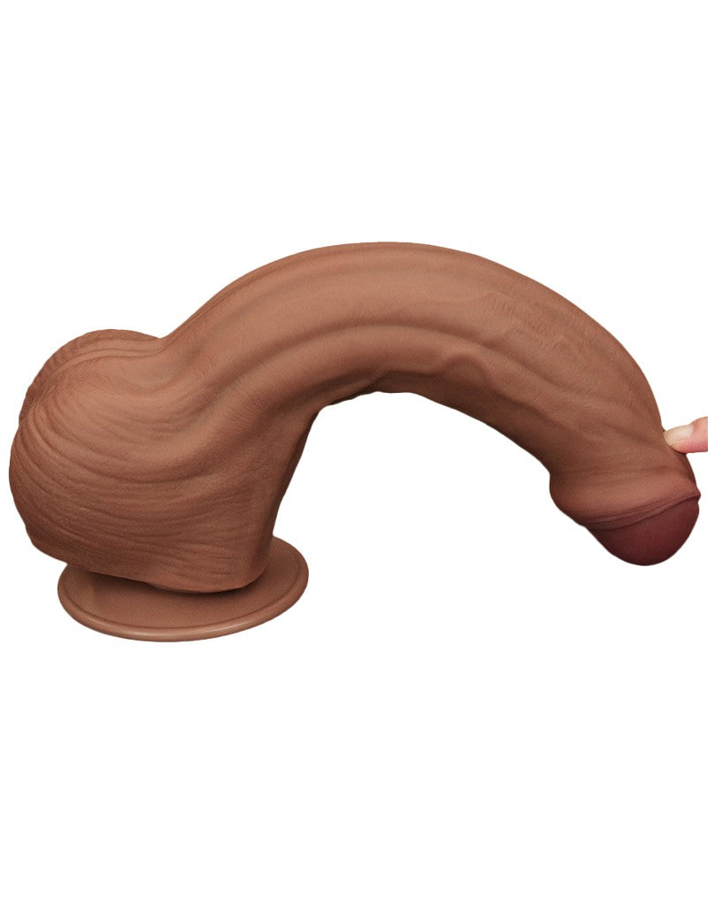 LoveToy - Sliding Skin Dildo - Lengte 29 cm - Bruin-Erotiekvoordeel.nl