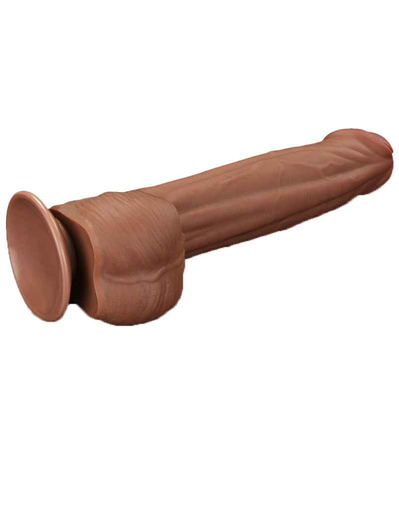 LoveToy - Sliding Skin Dildo - Lengte 29 cm - Bruin-Erotiekvoordeel.nl