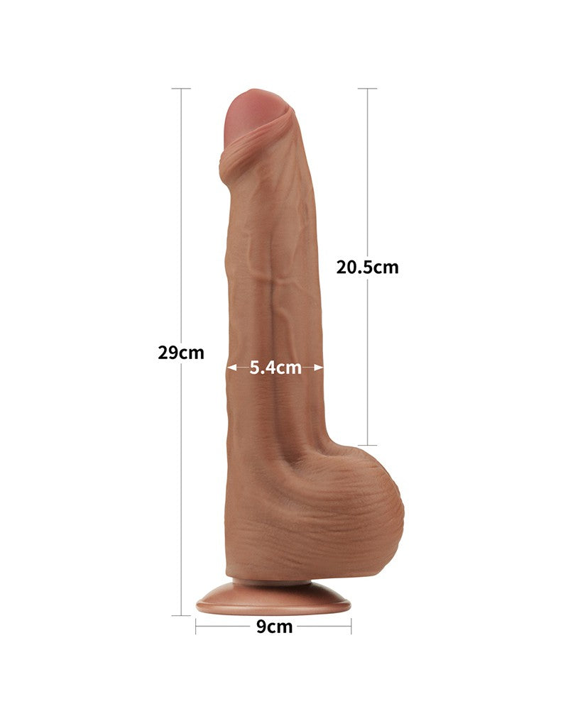LoveToy - Sliding Skin Dildo - Lengte 29 cm - Bruin-Erotiekvoordeel.nl