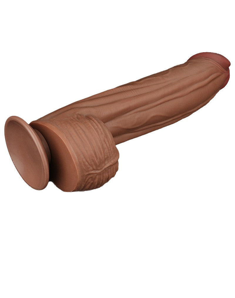 LoveToy - Sliding Skin Dildo - Lengte 31 cm - Bruin-Erotiekvoordeel.nl