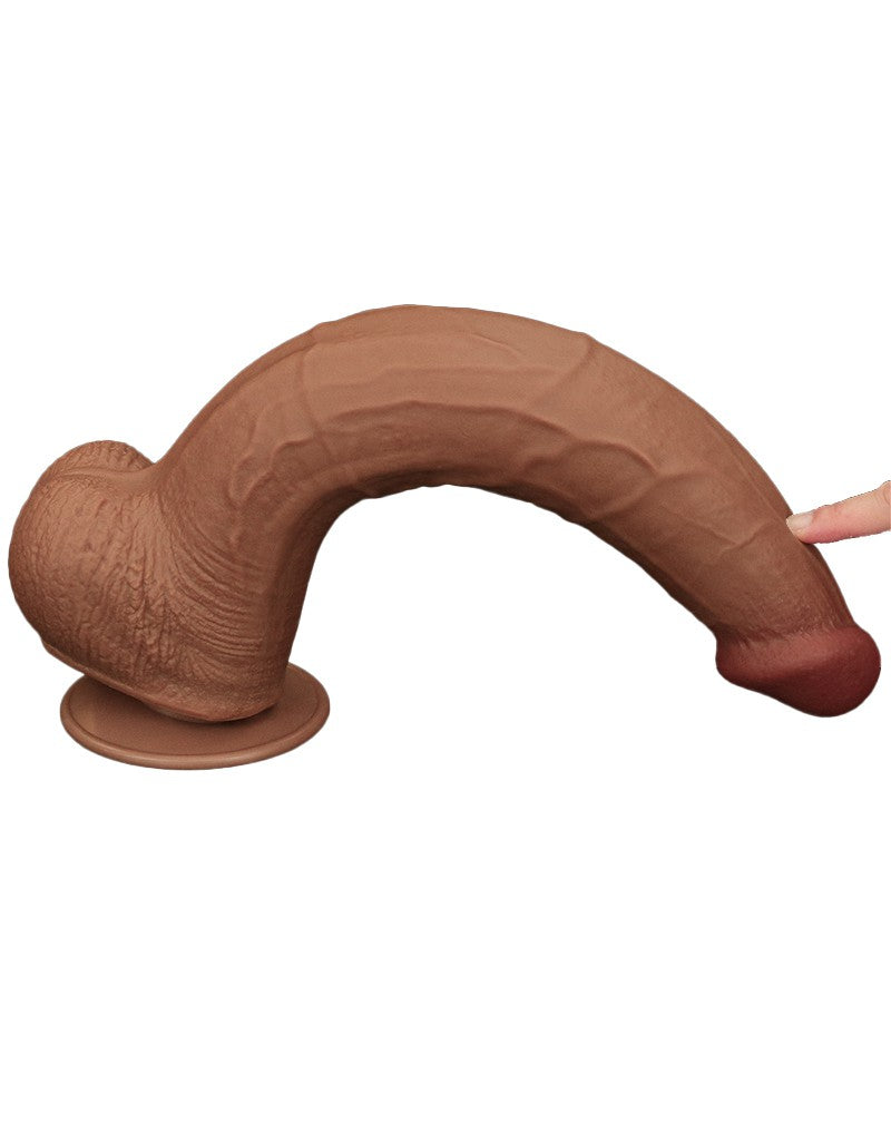 LoveToy - Sliding Skin Dildo - Lengte 34 cm - Bruin-Erotiekvoordeel.nl