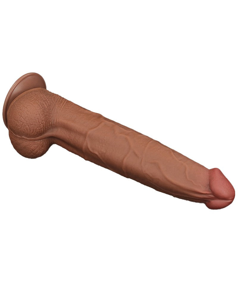 LoveToy - Sliding Skin Dildo - Lengte 34 cm - Bruin-Erotiekvoordeel.nl