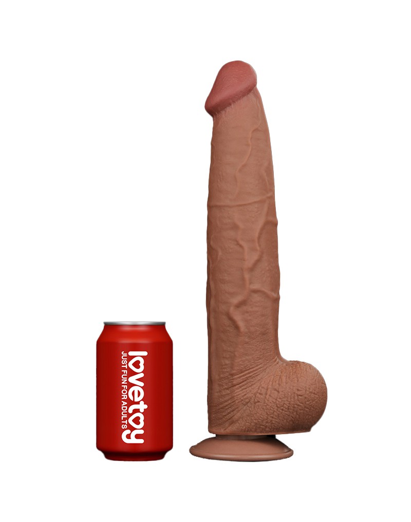 LoveToy - Sliding Skin Dildo - Lengte 34 cm - Bruin-Erotiekvoordeel.nl