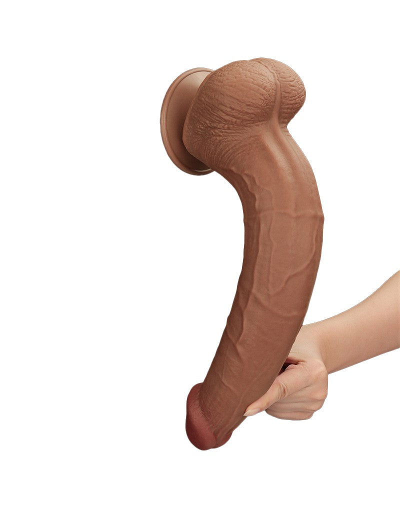 LoveToy - Sliding Skin Dildo - Lengte 34 cm - Bruin-Erotiekvoordeel.nl
