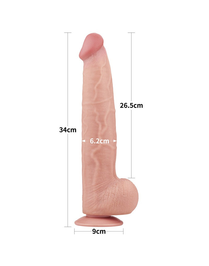 LoveToy - Sliding Skin Dildo - Lengte 34 cm - Lichte Huidskleur-Erotiekvoordeel.nl