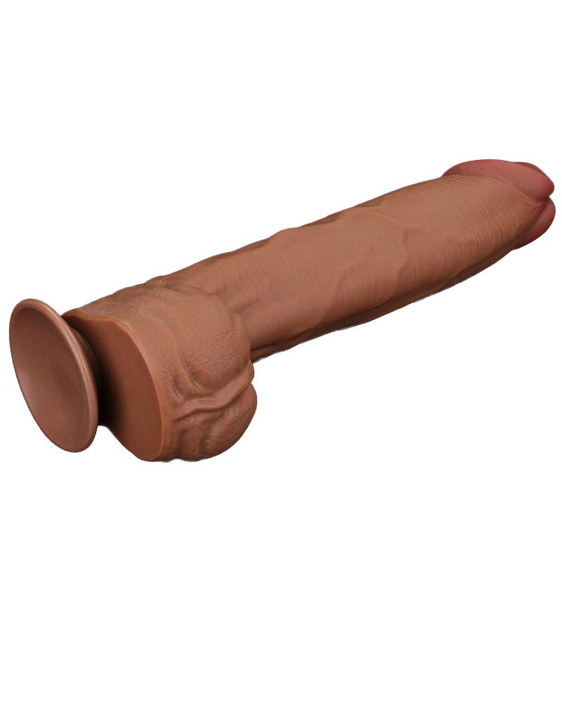 LoveToy - Sliding Skin Dildo - Lengte 36 cm - Bruin-Erotiekvoordeel.nl