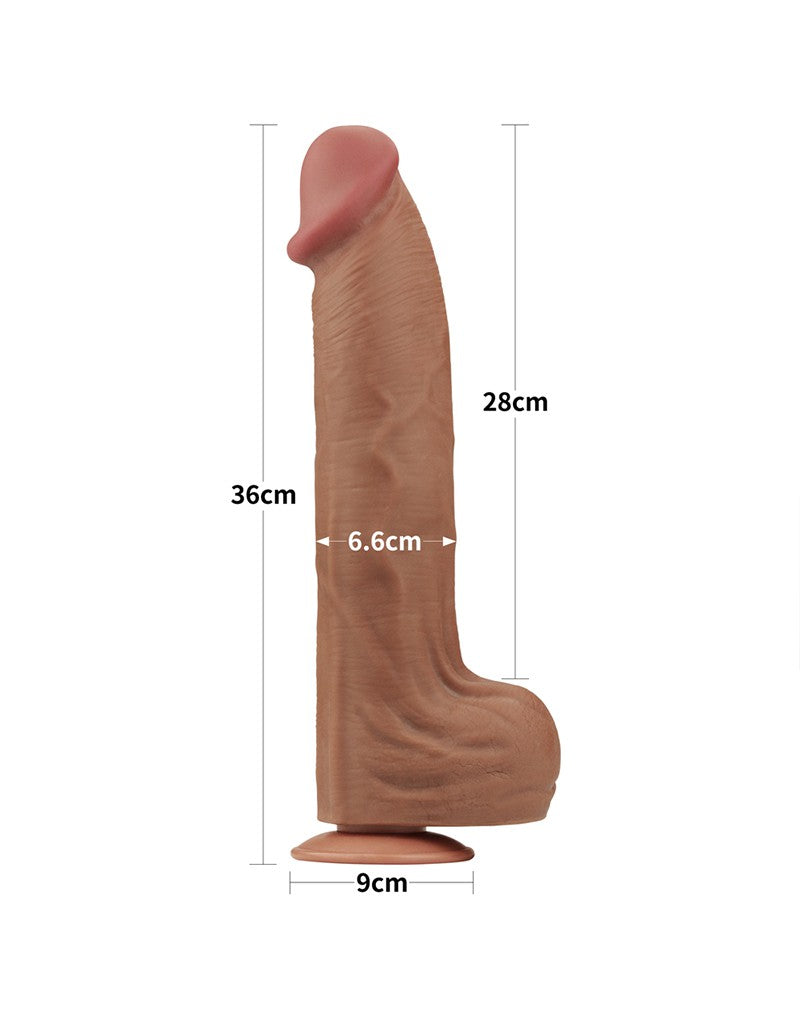 LoveToy - Sliding Skin Dildo - Lengte 36 cm - Bruin-Erotiekvoordeel.nl