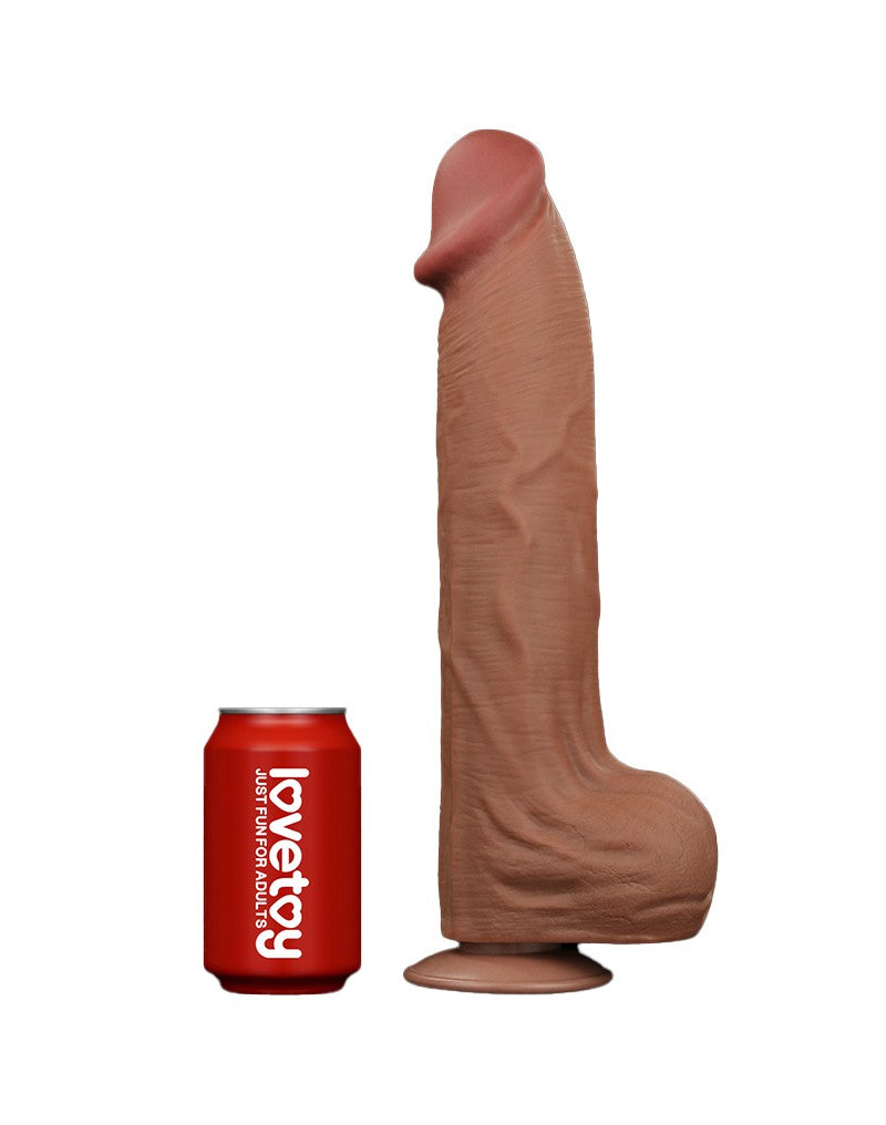 LoveToy - Sliding Skin Dildo - Lengte 36 cm - Bruin-Erotiekvoordeel.nl
