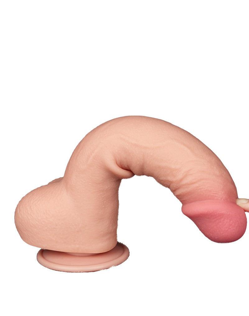 LoveToy - Dubbellaags Dildo - Glijdende Huid Dildo - Lengte 24 cm - Diameter Ø 4.3 cm - Lichte Huidskleur-Erotiekvoordeel.nl