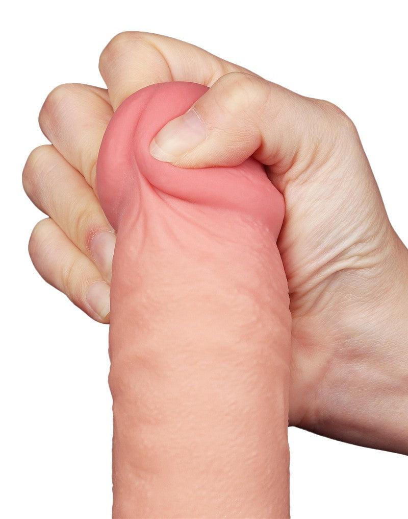 LoveToy - Dubbellaags Dildo - Glijdende Huid Dildo - Lengte 24 cm - Diameter Ø 4.3 cm - Lichte Huidskleur-Erotiekvoordeel.nl