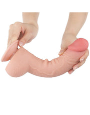LoveToy - Dubbellaags Dildo - Glijdende Huid Dildo - Lengte 24 cm - Diameter Ø 4.3 cm - Lichte Huidskleur-Erotiekvoordeel.nl