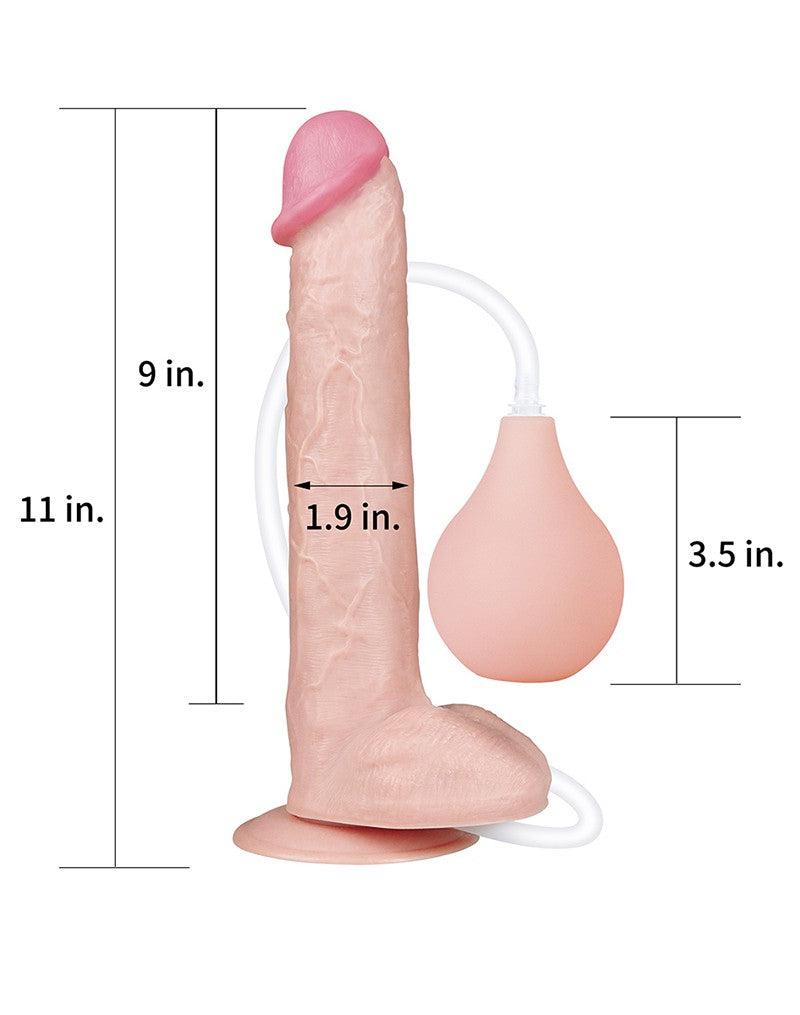 LoveToy - Realistische Squirt Dildo 28 cm - Waterbestendige PVC Dildo in Nude kleur met Squirt functie-Erotiekvoordeel.nl