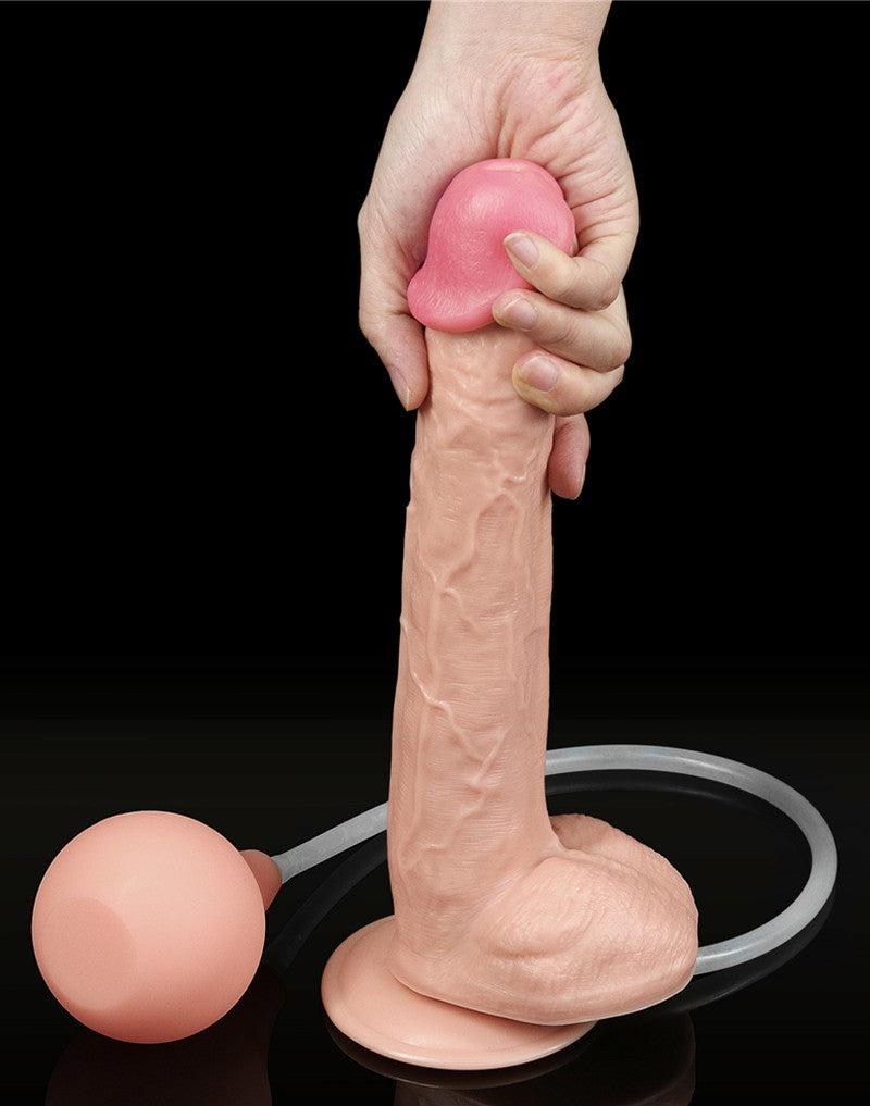 LoveToy - Realistische Squirt Dildo 28 cm - Waterbestendige PVC Dildo in Nude kleur met Squirt functie-Erotiekvoordeel.nl