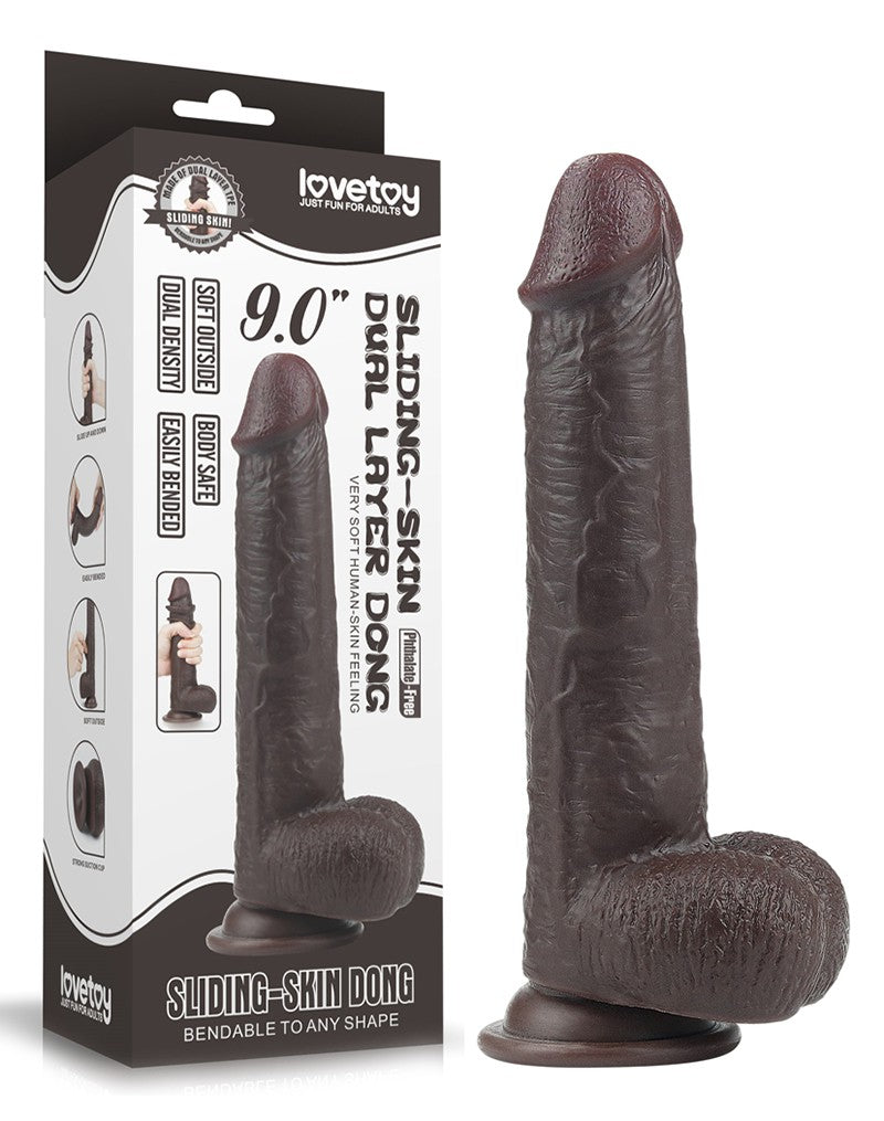 LoveToy - Realistische XXL Dildo Met Zuignap 23 x 4 cm - Bruin-Erotiekvoordeel.nl