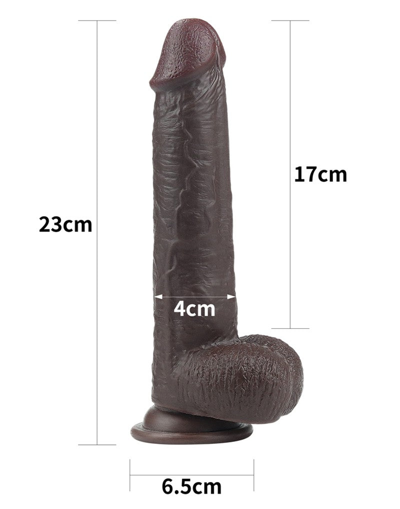 LoveToy - Realistische XXL Dildo Met Zuignap 23 x 4 cm - Bruin-Erotiekvoordeel.nl