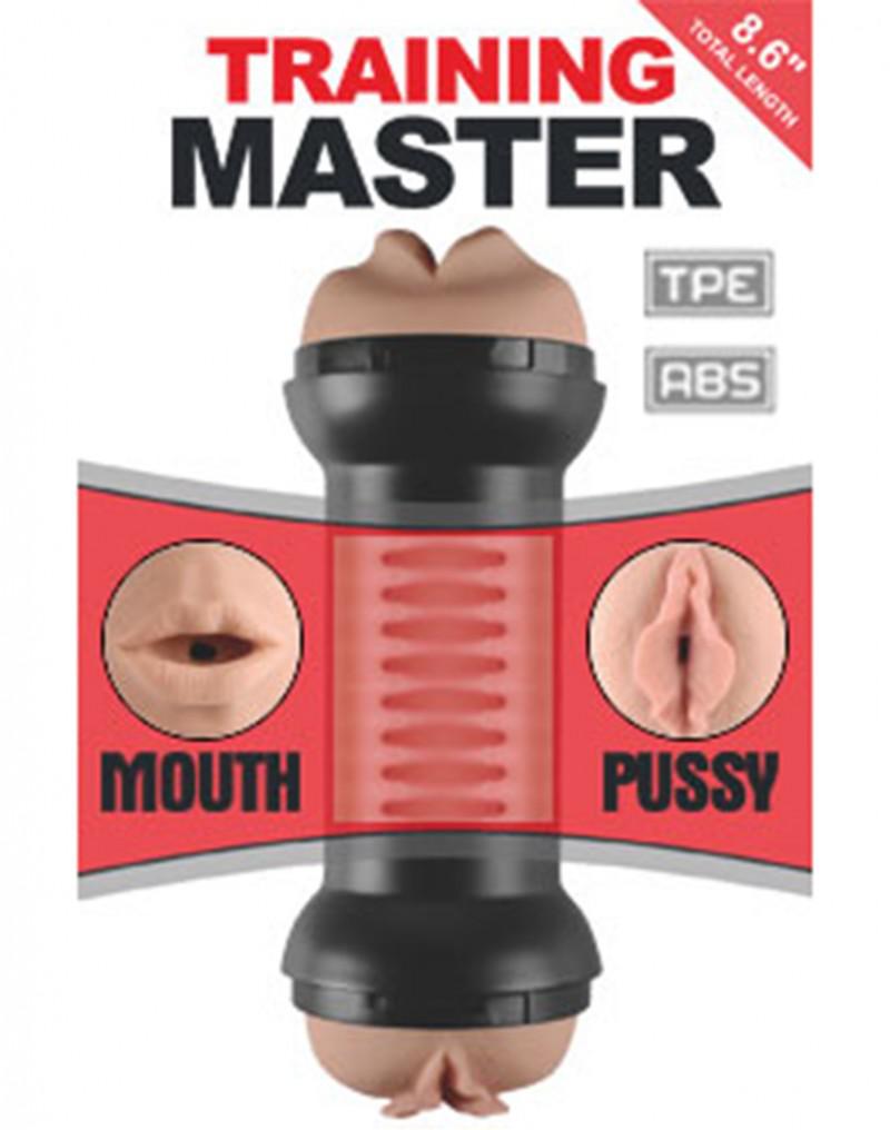 LoveToy - Training Master - Dubbele Masturbator - Mouth & Pussy-Erotiekvoordeel.nl