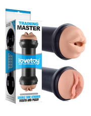 LoveToy - Training Master - Dubbele Masturbator - Mouth & Pussy-Erotiekvoordeel.nl
