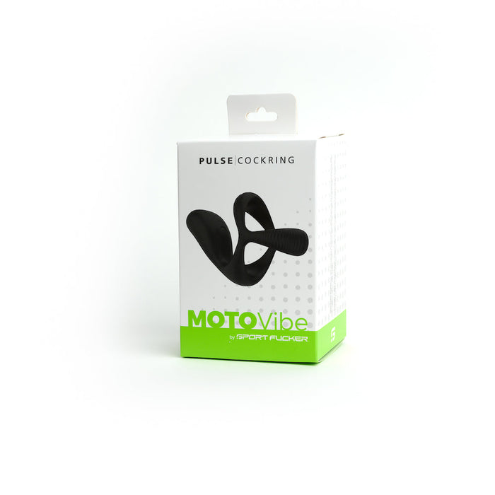 MOTOVibe - Pulse - Vibrerende Cockring met Ball Stretcher en Tickler - Zwart-Erotiekvoordeel.nl