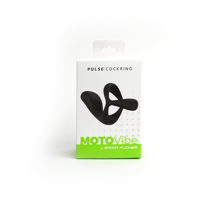 MOTOVibe - Pulse - Vibrerende Cockring met Ball Stretcher en Tickler - Zwart-Erotiekvoordeel.nl