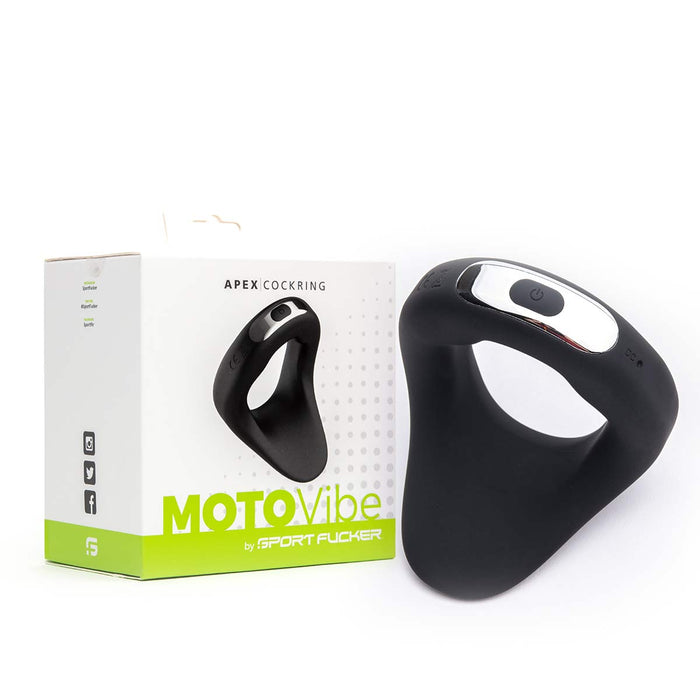 MOTOVibe by Sport Fucker - Apex - Vibrerende Teardrop Cockring - Zwart-Erotiekvoordeel.nl